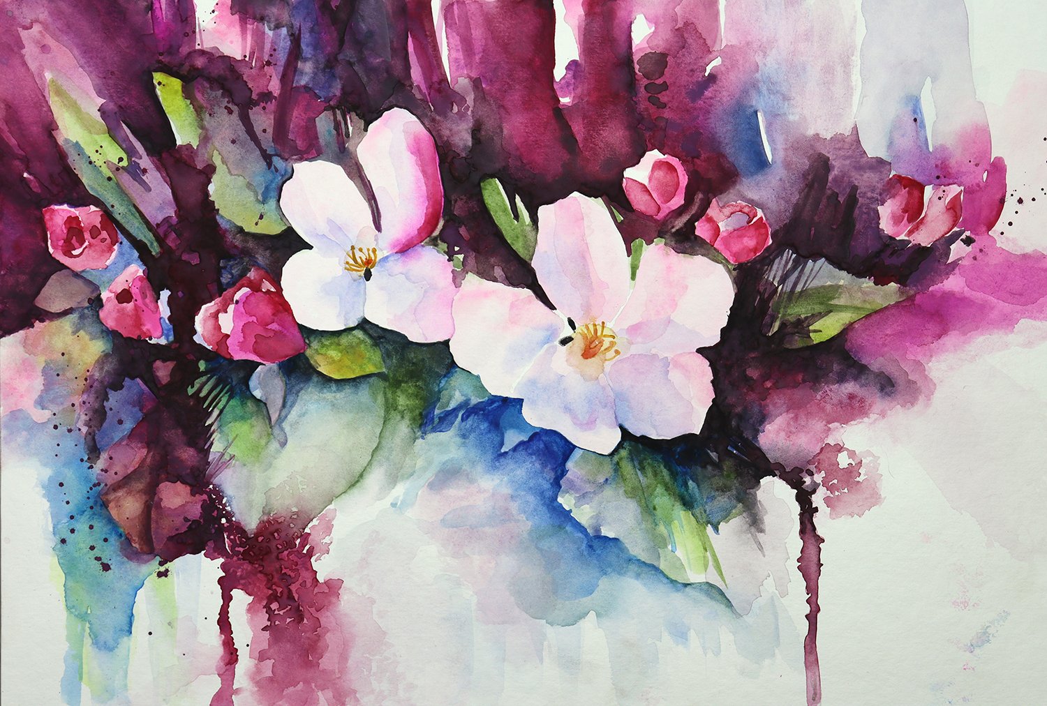 Watercolor Abstract Florals Artwork