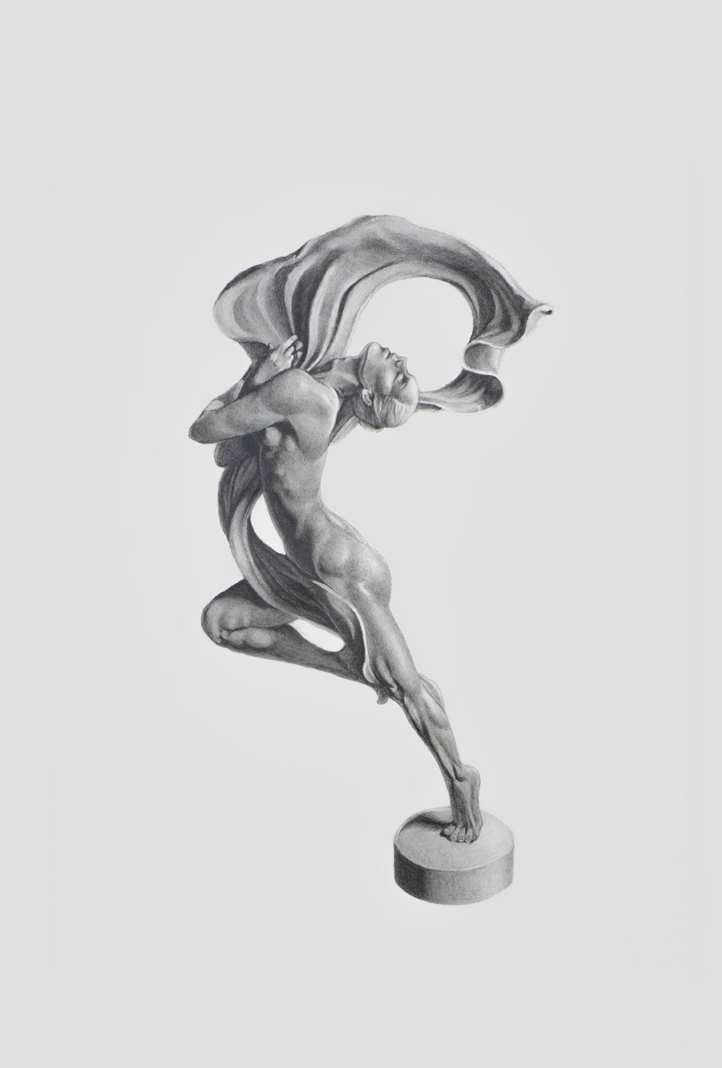Realistic Female Figure Graphite Pencil Drawing Artwork