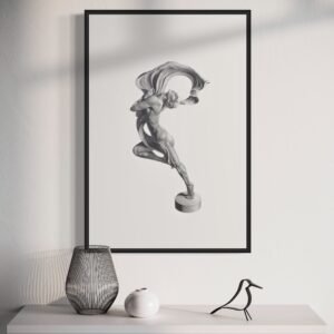 Realistic Female Figure Graphite Pencil Drawing Artwork
