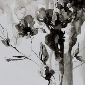 Black and White Abstract Florals Artwork