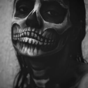 BLACK AND WHITE PHOTOGRAPHY, BLACK AND WHITE PORTRAIT PHOTOGRAPHY, BLACK AND WHITE SKULL FACE PHOTOGRAPHY, REALISTIC SKULL FACE PHOTOGRAPHY