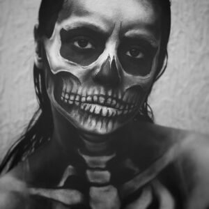 BLACK AND WHITE PHOTOGRAPHY, BLACK AND WHITE PORTRAIT PHOTOGRAPHY, BLACK AND WHITE SKULL FACE PHOTOGRAPHY, REALISTIC SKULL FACE PHOTOGRAPHY
